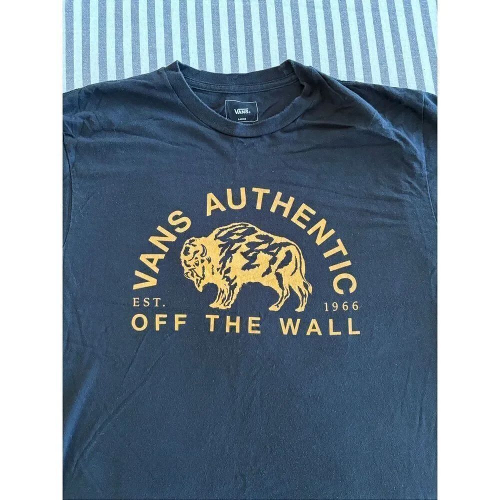 Vans Authentic Custom Fit Screen Printed Black Tee Men’s Size Large